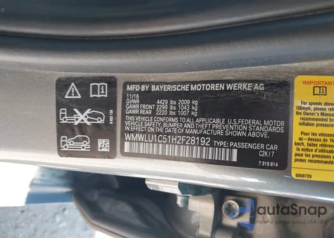 2017 Mini Clubman Cooper z USA, uszkodzony, nr VIN WMWLU1C51H2F28192